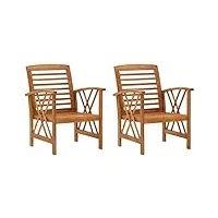 vidaxl 2x bois d'acacia massif chaises de jardin fauteuils de patio chaises de terrasse fauteuils de jardin chaises d' arrière-cour extérieur