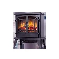 cheminée électrique cuisinière électrique chauffage avec effet de flamme protection contre la surchauffe système d'arrêt de sécurité 1400w chauffage noir patio chauffage extérieur, b
