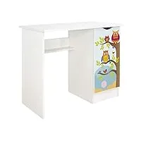 leomark confortable bureau pour enfants avec étagère - roma - blanc meuble pour chambre d'enfant, equipement de salle, style scandinave, hauteur: 77 cm (hiboux)