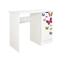 leomark confortable bureau pour enfants avec étagère - roma - blanc meuble pour chambre d'enfant, equipement de salle, style scandinave, hauteur: 77 cm (papillons)