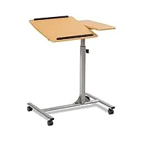 giantex table de lit roulante pour ordinateur portable, table réglable en hauteur et inclinable, bout de canapé avec plateau pour souris 64 x 45 x (71-93) cm (naturel)