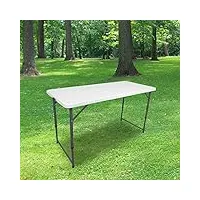 skylantern table pliante 120 cm d'appoint rectangulaire blanche - table de camping 6 personnes l120 x l60 x h74cm en hdpe haute densité Épaisseur 3,5 cm - nouveau modèle 2021 emballage renforcé