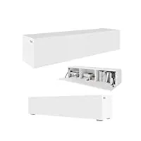 platan room - meuble tv bas - 105/140/160/210/280 - en mat, blanc brillant - À suspendre ou à poser (140 x 30 x 32 cm)