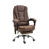 vinsetto fauteuil de bureau massant chauffant fauteuil bureau ergonomique hauteur réglable dossier inclinable repose-pied + coussin lombaires intégrés marron