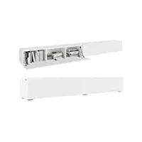 platan room - meuble tv bas - suspendu ou debout - 105/140/160/210/280 - en blanc brillant mat (280 x 30 x 32 cm)