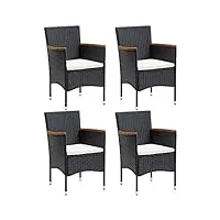 vidaxl 4x chaises de salle à manger de jardin fauteuils de patio chaises à dîner d'extérieur balcon porche piscine résine tressée noir