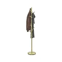 idimex porte-manteaux zeno portant à vêtements sur pied en forme d'arbre avec 6 crochets sur différentes hauteurs, en métal laqué doré