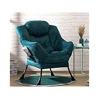 hollyhome fauteuil chaise d'appoint, chaise paresseuse en tissu moderne, chaise longue relax avec accoudoirs et poche, chaise de canapé de loisirs avec structure en acier, bleu vert