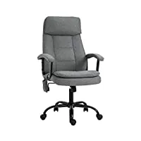 vinsetto fauteuil de bureau massant fauteuil bureau ergonomique confortable siège hauteur réglable tissu lin gris