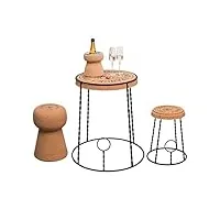 biosughero - set de décoration design winebar - table cage + 1 tabouret champagne + 1 tabouret cage