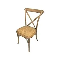 chaise bistrot dos croisé en bois vernis clair - lot de 4