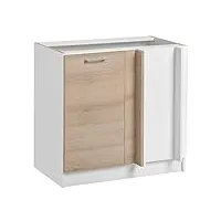 cuisineandcie - meuble cuisine bas d'angle eco chêne naturel 1 porte l 105cm + 1 étagère - meuble bas cuisine, meuble d'angle cuisine