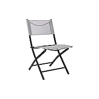homecall - chaise de jardin et de camping pliable en textilène, gris clair
