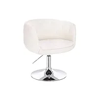 svita panama fauteuil lounge rembourré en cuir synthétique blanc/pied pivotant chromé
