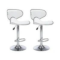 vidaxl 2x tabourets de bar sièges de comptoir chaises de comptoir tabourets de bistrot salle à manger cuisine intérieur maison blanc similicuir