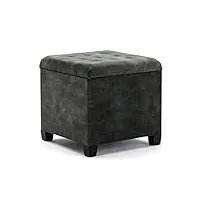 hnnhome pouf coffre de rangement repose-pieds, tabouret en velours, banc cube à ossature bois, 47 l, 45 x 45 x 43 cm (vert foncé, velours nuage)