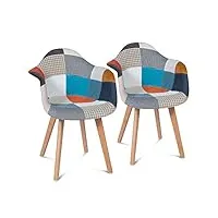idmarket - lot de 2 chaises de salle à manger scandinaves sara motifs patchworks multi-couleurs