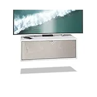 vladon meuble tv lana 80 armoire murale lowboard 80 x 29 x 37 cm, caisson en blanc mat, façades en gris sable haute brillance | grand choix de couleurs