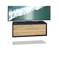 vladon meuble tv lana 80 armoire murale lowboard 80 x 29 x 37 cm, caisson en noir mat, façades en chêne nature | grand choix de couleurs