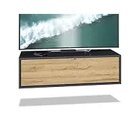 vladon meuble tv lana 100 armoire murale lowboard 100 x 29 x 37 cm, caisson en noir mat, façades en chêne nature | grand choix de couleurs