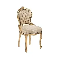 italux more light fauteuil baroque - style louis xiv° - chaise en acajou or et soie beige damassé dimensions cm h 88 x 46 x 46 cm