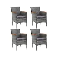 vidaxl 4x chaises de salle à manger de jardin chaises de patio fauteuil de terrasse balcon porche piscine extérieur résine tressée gris