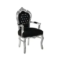 fauteuil baroque - style louis xiv° - chaise en acajou argent et velours noir