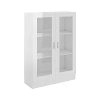 vidaxl armoire à vitrine bibliothèque armoire à livres meuble de rangement salon bureau maison intérieur blanc brillant 82,5x30,5x115 cm aggloméré