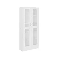 vidaxl armoire à vitrine bibliothèque armoire à livres meuble de rangement salon bureau maison intérieur blanc 82,5x30,5x185,5 cm aggloméré