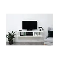 gfw polaire meuble tv mural brillant flottant pour télévision et médias, bois d'ingénierie, blanc, 35 x 150 x 32 cm