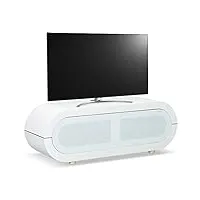 mda designs lacerta beamthru meuble tv en verre avec cadre chromé pour écran plat jusqu'à 70" blanc