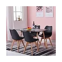 h.j wedoo ensembles de meubles de salle à manger, 4 chaises scandinaves et tables rectangulaire pour la maison, le bureau, la cuisine, le balcon - noir