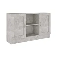 vidaxl buffet armoire latérale meuble de rangement armoire de rangement avec 2 compartiments et 2 portes maison gris béton 120x30,5x70 cm aggloméré