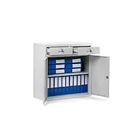 domator armoire de bureau c017b metallique avec 2 tiroirs portes battantes revêtement par poudre métal verrouillable 90 cm x 90 cm x 40 cm