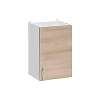 cuisineandcie - meuble haut de cuisine eco chêne naturel 1 porte l 40 cm + 1 étagère - meuble cuisine rangement, meuble cuisine, armoire cuisine