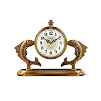 zjz horloge de cheminée horloge de cheminée plaqué cuivre rétro horloge de bureau muet bureau
