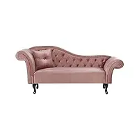 chaise longue canapé méridienne chesterfield côté gauche en velours rose confort et style idéal pour salon glamour et vintage beliani