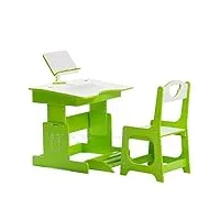 chengbeautiful bureau d'éude pour enfants pvc fort enfant meubles enfants bureau chiars ajustable taille bébé mini table avec support livre (couleur : vert, size : onesize)