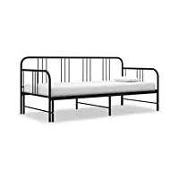vidaxl cadre de canapé-lit extensible cadre de lit simple adulte cadre à lattes sommier à lattes chambre salon intérieur noir métal 90x200 cm