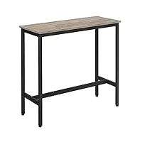 vasagle table de bar rectangulaire étroite table de bar table de cuisine table haute pub salle à manger cadre en acier 100 x 40 x 90 cm montage facile industriel gris et noir lbt010b02