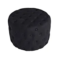 clp tabouret bas pouf medan en tissu i tabouret bas style chesterfield i siège rond avec surface capitonnée i Ø 59 cm, couleur:noir