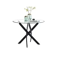 goldfan table de salle à manger en verre moderne petit table à manger cuisine ronde table avec noir pieds pour salon bureau etc 80x80x75cm