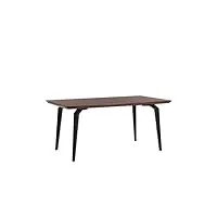 table de salle à manger 160 x 90 cm avec plateau effet bois foncé naturel et piétement en métal noir design industriel pour intérieur rétro beliani