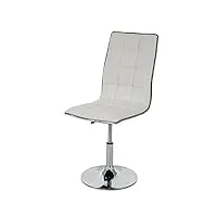 chaise de salle à manger hwc-c41, chaise de cuisine, pivotante et réglable en hauteur, similicuir - blanc