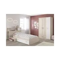 générique charlemagne chambre enfant complete - tete de lit + lit + armoire - style contemporain - décor acacia clair et blanc