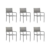 vidaxl 6x chaises à dîner d'extérieur fauteuils de salle à manger chaises de jardin chaises de repas patio terrasse résine tressée anthracite