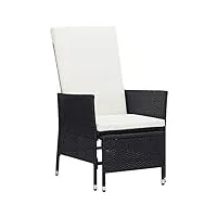 vidaxl chaise inclinable de jardin avec coussins fauteuil de patio chaise d'extérieur chaise de patio fauteuil de terrasse résine tressée noir