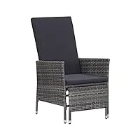 vidaxl chaise inclinable de jardin avec coussins fauteuil de patio chaise d'extérieur chaise de patio fauteuil de terrasse résine tressée gris