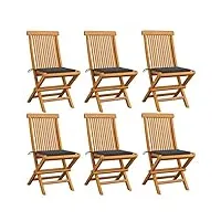 vidaxl 6x bois de teck chaises de jardin avec coussins chaises de terrasse sièges de salle à manger chaises de patio balcon extérieur anthracite