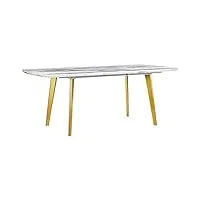 table à manger extensible 160/200 x 90 cm plateau effet marbre blanc et pieds acier doré design glamour pour intérieur rétro ou moderne beliani